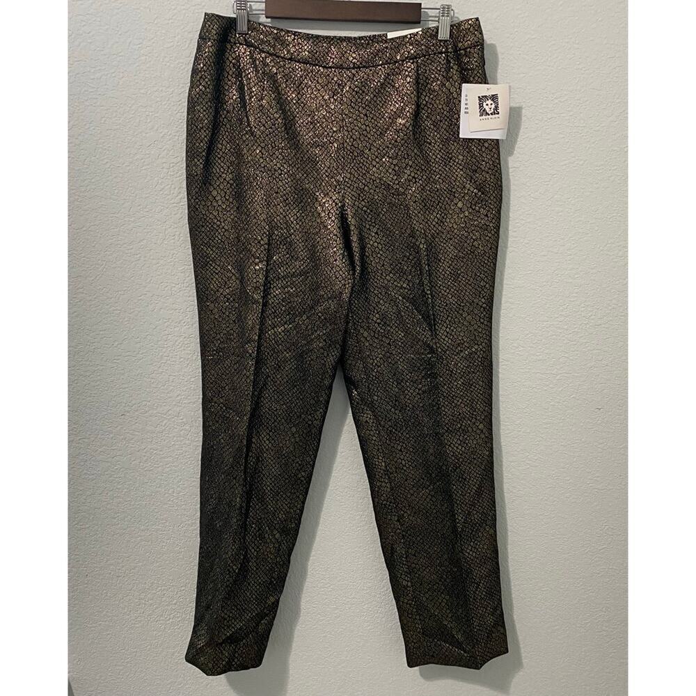Anne Klein Pants Womens Size 8 Straight Leg Gold and Black Dressy